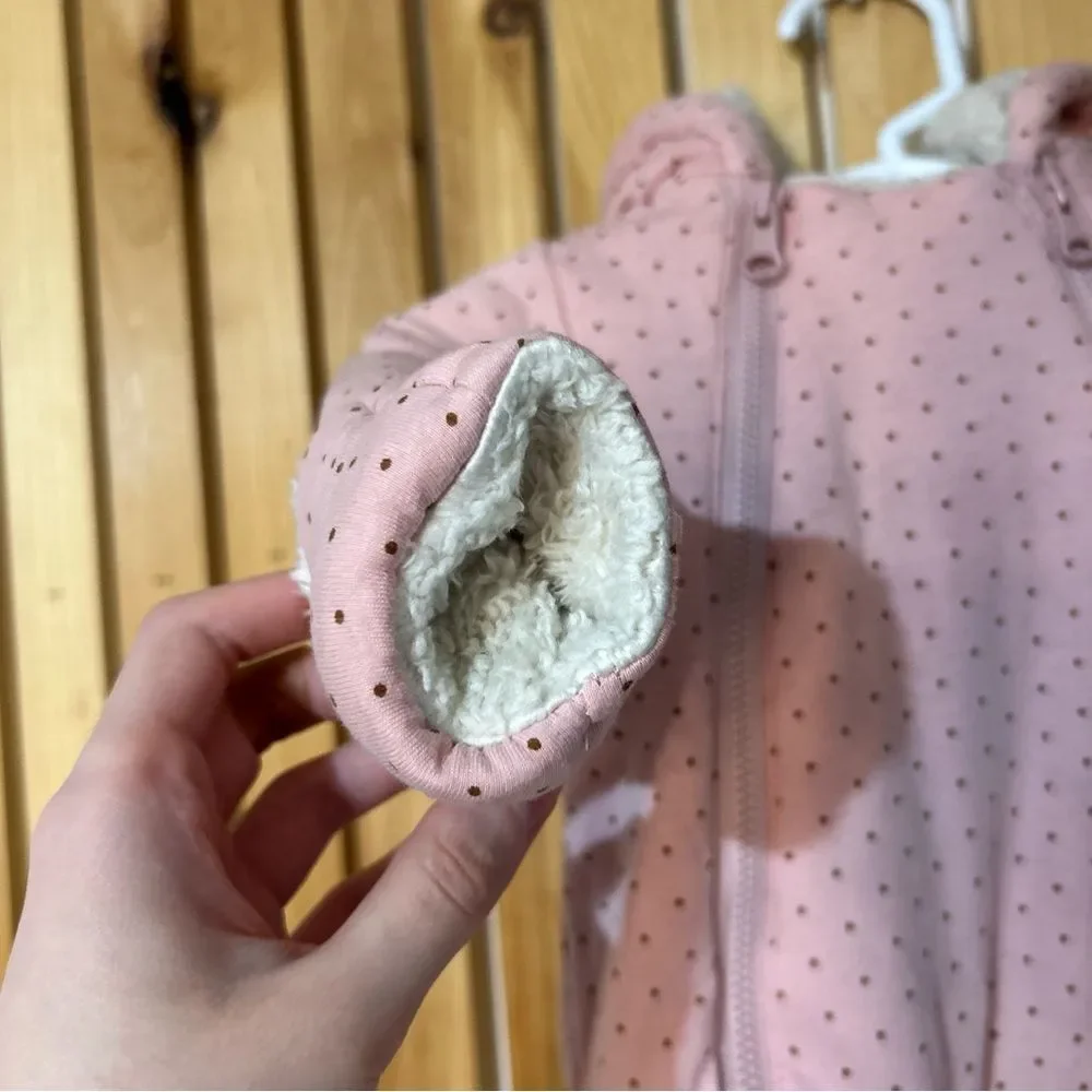 Gap Baby Sherpa Fleece Bear One Piece Double Zip Pink Size 0-3 Months Winter